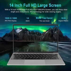 Ruzava 14" Laptop 6GB RAM 64GB Storage Support 1TB SSD Expansion Traditional Laptops Windows 10 2.4G+5G WiFi Bluetooth 4.2 USB HDMI 1920x1080 FHD WOZIFAN with Wireless Mouse for Work Study - Gray