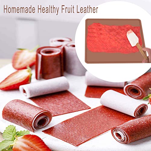 Zanup 6 Pcs Edge Silicone Dehydrator Sheets Mats for Liquids, Nonstick Fruit Leather Dehydrator Trays Compatible with Cosori CP267-FD, High Temperature Resistance Reusable Silicone Trays for Baking Cooking Dehydrating Eggs Herbs Fruit Roll Up