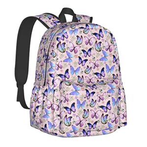 Nmbvcxz Butterfly Backpack for Women 17 inch Travel Casual Laptop Backpack Lightweight Waterproof Durable Hiking Daypack