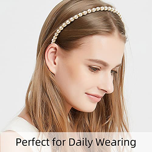 Yxiang Queen Rhinestone Headband for Women Faux Pearl Girls Crown Tiara Elegant Butterfly Flower Hair Hoop 4 Pack Crowns and Tiaras for Bridal Wedding Prom Birthday