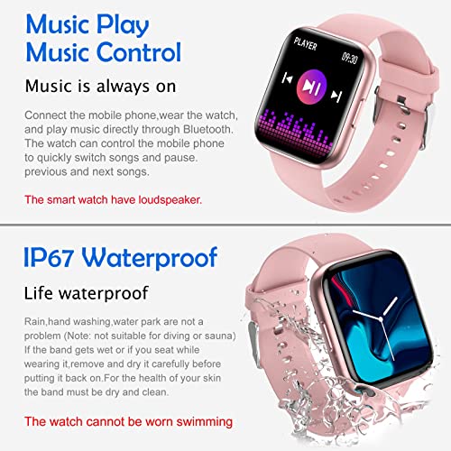 Kimnix Smart Watch(Make/Answer Call/Dial),1.81 in HD Sport Fitness Tracker with IP67 Waterproof Text and Call Bluetooth Smartwatch for Android iOS Phones Men Women Pink