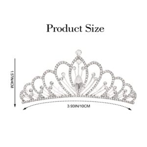 Kilshye Silver Tiara Combs Princess Crystal Tiaras Comb Wedding Bridal Crown Headband Costume Birthday Hairpiece for Women and Girls (A-Silver)