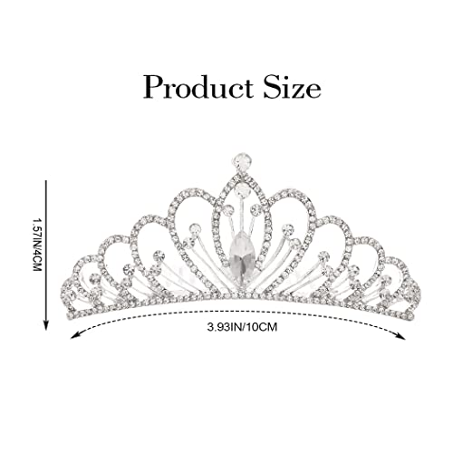 Kilshye Silver Tiara Combs Princess Crystal Tiaras Comb Wedding Bridal Crown Headband Costume Birthday Hairpiece for Women and Girls (A-Silver)