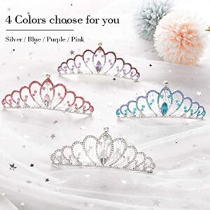 Kilshye Silver Tiara Combs Princess Crystal Tiaras Comb Wedding Bridal Crown Headband Costume Birthday Hairpiece for Women and Girls (A-Silver)