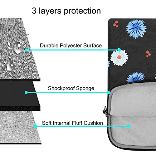 MOSISO Laptop Shoulder Bag Compatible with MacBook Pro 16 inch 2023-2019 M2 A2780 M1 A2485 Pro/Max A2141/Pro 15 A1398,15-15.6 inch Notebook,Calliopsis Flower Carrying Briefcase Sleeve with Belt,Black