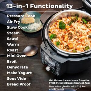 Instant Pot Duo Crisp Ultimate Lid, 13-in-1 Air Fryer and Pressure Cooker Combo, Sauté, Slow Cook, Bake, Steam, Warm, Roast, Dehydrate, Sous Vide, & Proof, App With Over 800 Recipes, 6.5 Quart