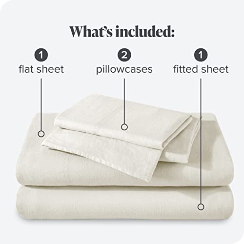 Bare Home Full Sheet Set - Luxury 100% Linen Full Bed Sheets - Deep Pockets - Easy Fit - 4 Piece Set - Bedding Sheets & Pillowcases (Full, Soft White)