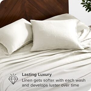 Bare Home Full Sheet Set - Luxury 100% Linen Full Bed Sheets - Deep Pockets - Easy Fit - 4 Piece Set - Bedding Sheets & Pillowcases (Full, Soft White)