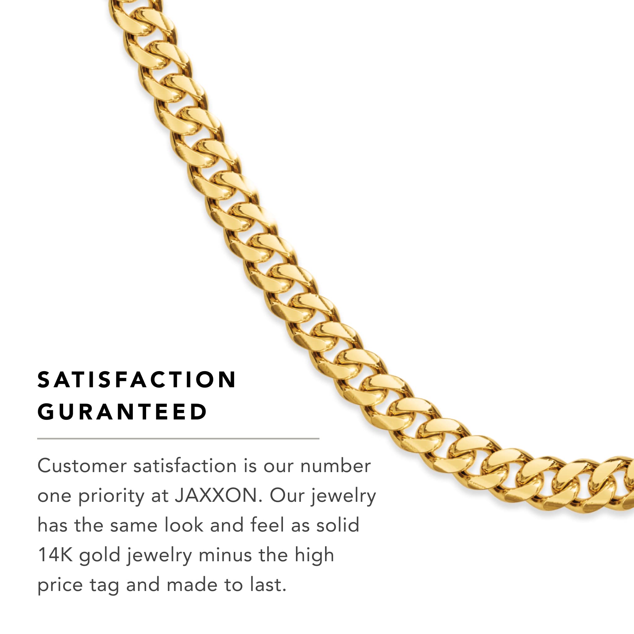 JAXXON Cuban Link Chain - 3mm | 14k Gold Bonded Over 925 Sterling Silver Chain Necklace for Men - Gold, 22 Inch