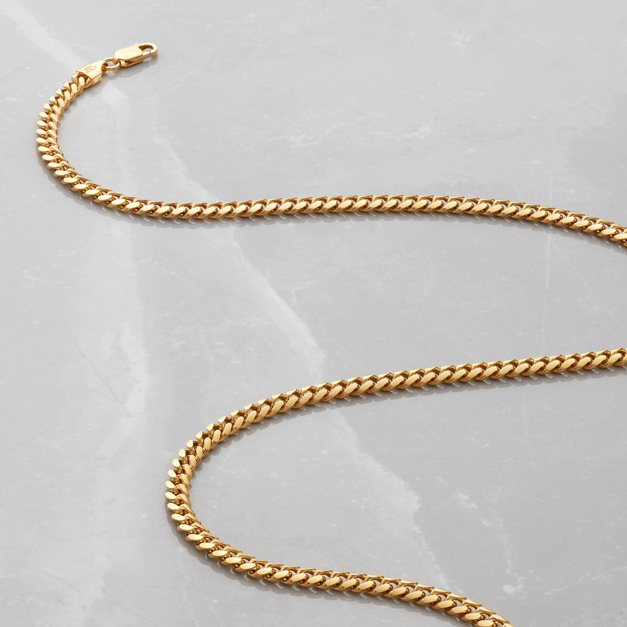 JAXXON Cuban Link Chain - 3mm | 14k Gold Bonded Over 925 Sterling Silver Chain Necklace for Men - Gold, 22 Inch