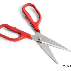 Misen Kitchen Scissors - Multipurpose Kitchen Shears - Heavy Duty Food Scissors - Dishwasher Safe Meat Scissors, Red