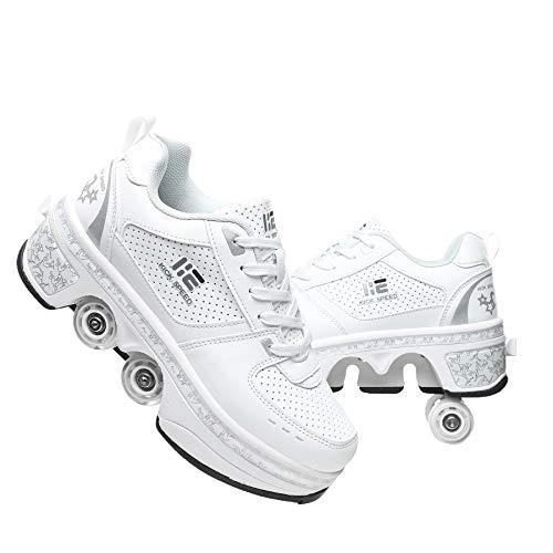 Pairobin Roller Skate Shoes - Sneakers Roller Shoes 2-in-1 Suitable for Outdoor Sports Skating Invisible Roller Skates The Best Choice for Building Confidence Style