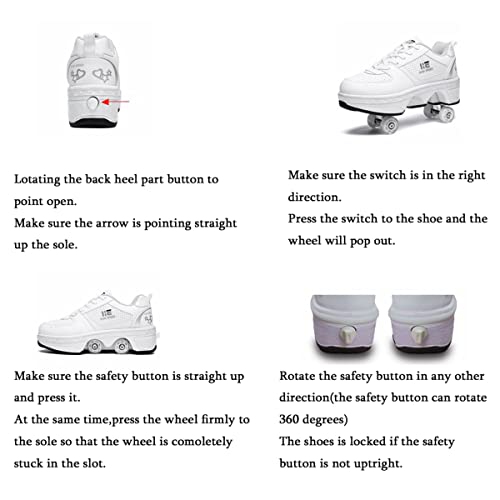 Pairobin Roller Skate Shoes - Sneakers Roller Shoes 2-in-1 Suitable for Outdoor Sports Skating Invisible Roller Skates The Best Choice for Building Confidence Style