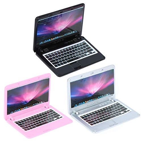 3 Pcs Coforful 1:12 Mini Laptop Set Dollhouse Mini Laptop Scene Miniatures Computer Simulation Notebook Lap Dolls House Furniture Doll Accessories