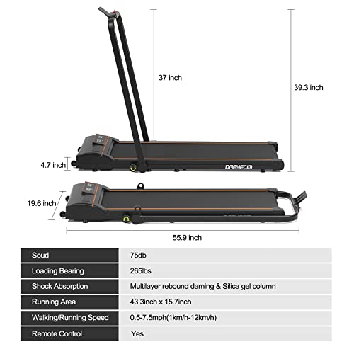 DAEYEGIM Treadmill-Walking Pad-Under Desk Treadmill-2 in 1 Folding Treadmill-Treadmills for Home-Black Orange