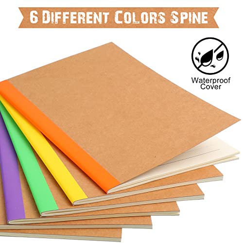 60 Packs A5 Kraft Notebooks, Rainbow Composition Journal Notebook, Kraft Lined Notebooks, Rainbow Spine Journal with 60 Pages 30 Sheets for School Students Kids Office Home Use, 8.3 X 5.5 Inches