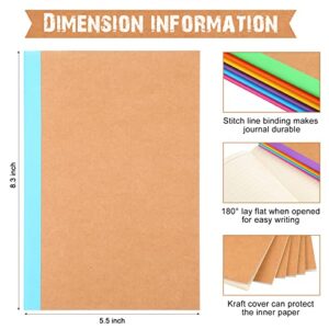 60 Packs A5 Kraft Notebooks, Rainbow Composition Journal Notebook, Kraft Lined Notebooks, Rainbow Spine Journal with 60 Pages 30 Sheets for School Students Kids Office Home Use, 8.3 X 5.5 Inches