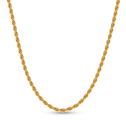 Gold Chain Gold Necklace for Men 18K Gold Rope Chain for Men Mens Gold Chain Necklace 2mm Gold Chain for Boys Gold Chain for Men 20 Inch Mens Gold Rope Chain for Men Chains for Men Mens Jewelry Mens Gifts