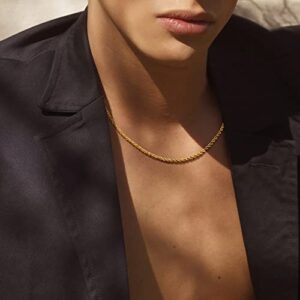 Gold Chain Gold Necklace for Men 18K Gold Rope Chain for Men Mens Gold Chain Necklace 2mm Gold Chain for Boys Gold Chain for Men 20 Inch Mens Gold Rope Chain for Men Chains for Men Mens Jewelry Mens Gifts