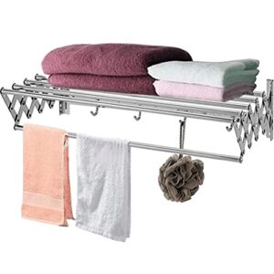 chicti wall mounted clothes drying rack stainless steel space saving home folding for laundry room/bathroom tower compact sleek design 43kg capacity (size : 60x30cm/24x12in)