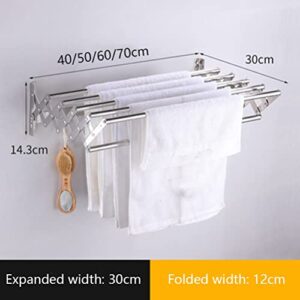 CHICTI Wall Mounted Clothes Drying Rack Stainless Steel Space Saving Home Folding for Laundry Room/Bathroom Tower Compact Sleek Design 43kg Capacity (Size : 60x30cm/24x12in)