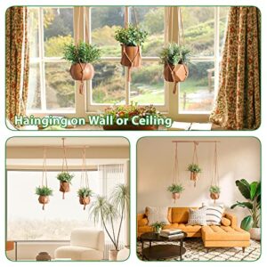 3 Pack Fake Hanging Plants with 3 Plant Hangers,Artificial Plants Eucalyptus Rosemary Potted with Rod for Office Farmhouse Home Living Room Bathroom Bedroom Aesthetic Wall Windowsill Greenery Decor