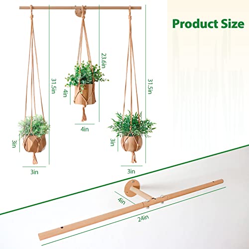 3 Pack Fake Hanging Plants with 3 Plant Hangers,Artificial Plants Eucalyptus Rosemary Potted with Rod for Office Farmhouse Home Living Room Bathroom Bedroom Aesthetic Wall Windowsill Greenery Decor