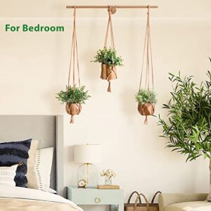 3 Pack Fake Hanging Plants with 3 Plant Hangers,Artificial Plants Eucalyptus Rosemary Potted with Rod for Office Farmhouse Home Living Room Bathroom Bedroom Aesthetic Wall Windowsill Greenery Decor