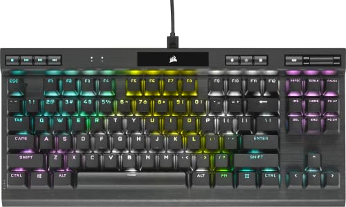 Corsair K70 RGB TKL CHAMPION SERIES Tenkeyless Mechanical Gaming Keyboard (CHERRY MX Silent Keyswitches: Linear and Quiet , PBT Double-Shot Keycaps, Per-Key RGB LED Backlighting) QWERTY NA, Black