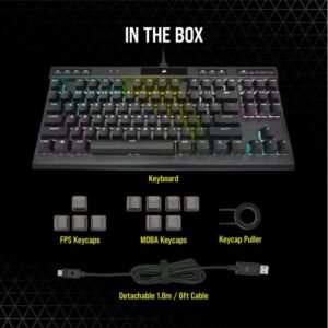 Corsair K70 RGB TKL CHAMPION SERIES Tenkeyless Mechanical Gaming Keyboard (CHERRY MX Silent Keyswitches: Linear and Quiet , PBT Double-Shot Keycaps, Per-Key RGB LED Backlighting) QWERTY NA, Black