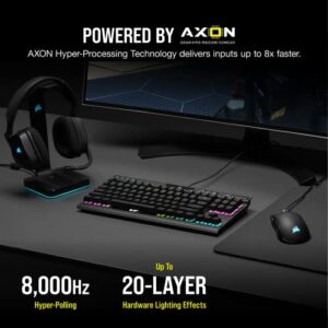 Corsair K70 RGB TKL CHAMPION SERIES Tenkeyless Mechanical Gaming Keyboard (CHERRY MX Silent Keyswitches: Linear and Quiet , PBT Double-Shot Keycaps, Per-Key RGB LED Backlighting) QWERTY NA, Black