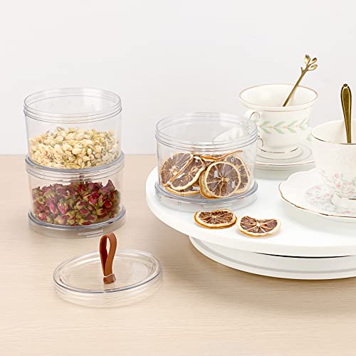 BSTKEY 3 Tier Decorative Round Storage Jars with Lids, Clear Stackable Snack Containers Candy Jar Bathroom Canister, Kitchen Storage Organization for Cookie, Dry Foods, Nuts, Coffee Bean