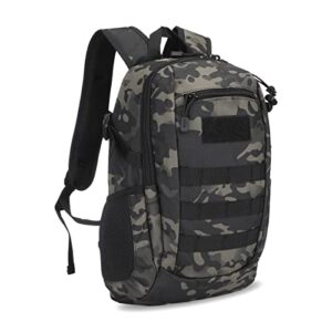 huntvp 10l/20l mini daypack military molle backpack rucksack gear tactical assault pack bag for hunting camping trekking (20l-camo)