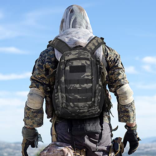 HUNTVP 10L/20L Mini Daypack Military MOLLE Backpack Rucksack Gear Tactical Assault Pack Bag for Hunting Camping Trekking (20L-Camo)