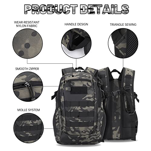 HUNTVP 10L/20L Mini Daypack Military MOLLE Backpack Rucksack Gear Tactical Assault Pack Bag for Hunting Camping Trekking (20L-Camo)