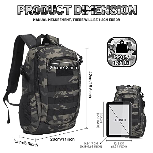 HUNTVP 10L/20L Mini Daypack Military MOLLE Backpack Rucksack Gear Tactical Assault Pack Bag for Hunting Camping Trekking (20L-Camo)