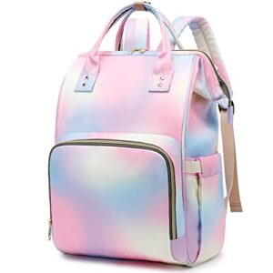 yusudan rainbow laptop backpack for womens girls, college backpacks school bag bookbag 15.6 inch computer backpack