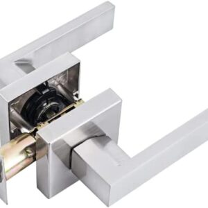 MAXECURITY Front Door Handle Set in Satin Nickel and Passage Door Lever in Satin Nickel Make a Bundle