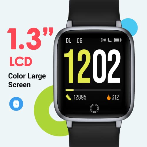 KALOC Smart Watch for Women Men, Fitness Tracker with Heart Rate Monitor & Sleep Tracking, Calorie Waterproof Activity Tracker Pedometer, Color Screen Fitness Watch Compatible with iPhone & Android