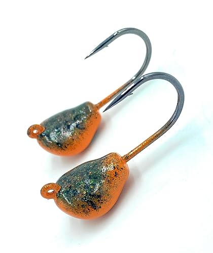 Tautog Jig, Sheepshead Jig, 2 Pack, Standup Style Tog Jig, Ultra Tough Powder Coat Finish with 2X Hook, 1/2-2oz Sizes, Multiple Colors, Made in The USA (1oz, Green Crab)