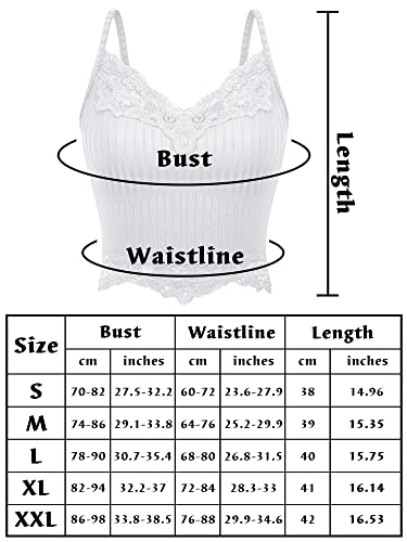 4 Pcs Lace Y2k Tank Tops Fairy Grunge Clothes Y2k Crop Tops Lace Patchwork Tops Cami Ribbed Knitted Tank Tops for Women (Black, White, Skin, Gray, Large)