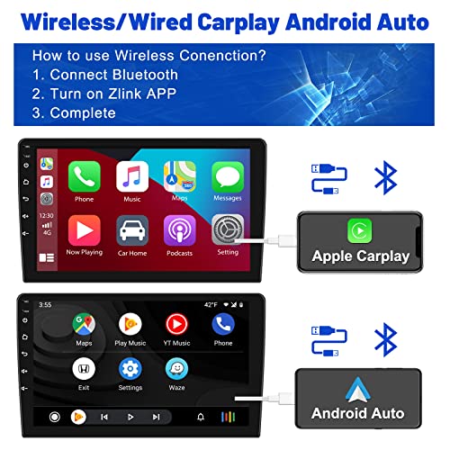 Double Din Android 11 Car Stereo Wireless Apple Carplay Android Auto【2G+32G】 Hikity 10.1 Inch Touch Screen Car Audio Receiver Bluetooth FM Radio GPS Navigation WiFi HiFi IPS Display + Backup Camera