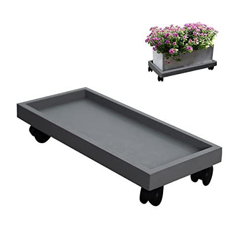 Rectangle Rolling Plant Caddy Pot Trolley,Flower Pot Stand with Wheels,Easy Move Around Outdoor Indoor Plant Pallet Planter Potted Plants Tray (Color : Grey, Size : 32x15cm)