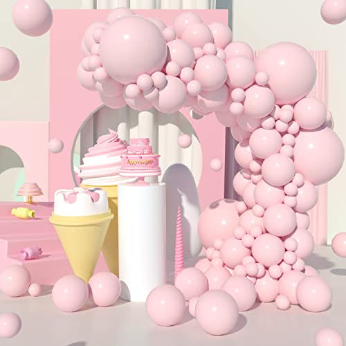 Ponamfo Pink Balloon Arch Kit - 100Pcs 18"+12"+5" Pastel Light Pink Balloons Different Size as Birthday Balloons Gender Reveal Balloons Baby Shower Balloons Wedding Anniversary Bridal Shower Party