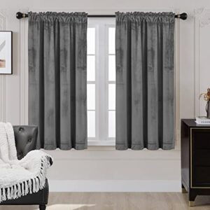 panelsburg short blackout curtains for bedroom,thermal insulated room darkening velvet luxury basement window curtains for men cave office kitchen rv campers trailers,48 inches long,grey/gray,4 ft