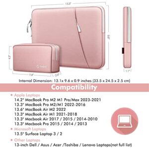 FINPAC Laptop Sleeve with Accessory Pouch for MacBook Pro 14-inch M2/M1 2023-2021, 13'' MacBook Air 2022-2018, MacBook Pro 13 2022-2016, Protective Case with Tech Bag for Dell, HP, Surface (Baby Pink)