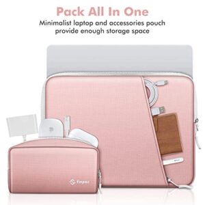 FINPAC Laptop Sleeve with Accessory Pouch for MacBook Pro 14-inch M2/M1 2023-2021, 13'' MacBook Air 2022-2018, MacBook Pro 13 2022-2016, Protective Case with Tech Bag for Dell, HP, Surface (Baby Pink)