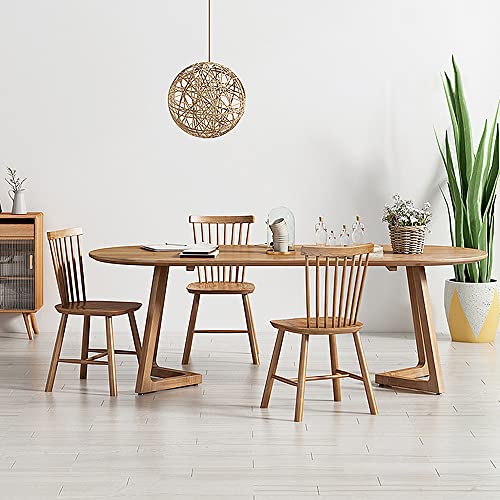 SUSUO 55 Inch Mid-Century Modern Dining Table Kitchen Dining Room Furniture, Natural Wood, Oval Kitchen Table in Rustic Farmhouse Style(Table Only)