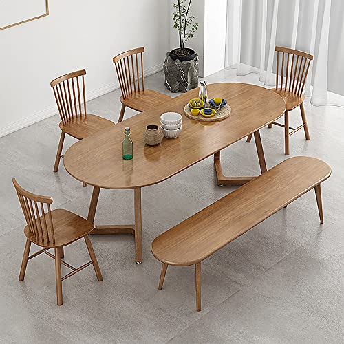 SUSUO 55 Inch Mid-Century Modern Dining Table Kitchen Dining Room Furniture, Natural Wood, Oval Kitchen Table in Rustic Farmhouse Style(Table Only)