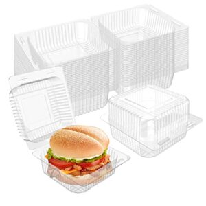 200 pcs clear plastic hinged take out containers disposable clamshell food cake containers with lids 5.3 x 4.7 x 2.8 inch for dessert, cakes, cookies, salads, pasta, sandwiches